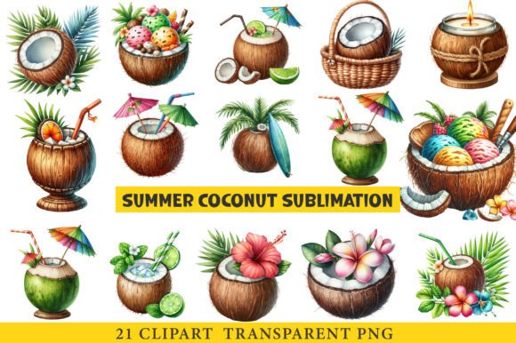 Download Summer Coconut Sublimation Clipart - Premium Resources