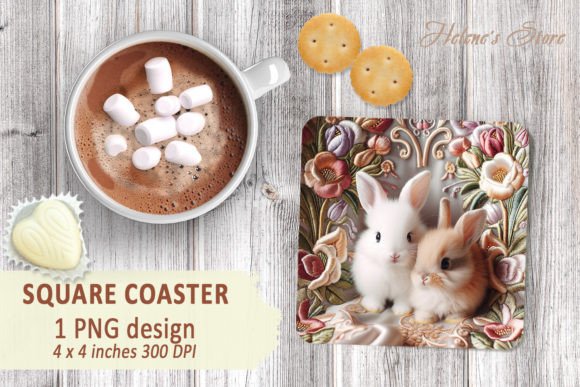 Download Easter Rabbit Square Coaster Designs - Coaster designs Collection