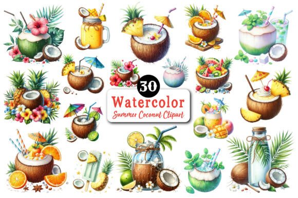 Download Summer Coconut Sublimation Clipart - Premium Bundle