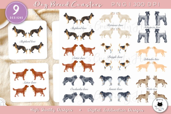 Download Watercolor Dog Coaster Designs | Dog Png - Coaster designs Collection