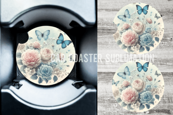 Download Butterfly Blue Car Coaster Designs - Coaster designs Collection