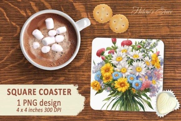 Download Flowers Bouquet Square Coaster Designs - Coaster designs Collection