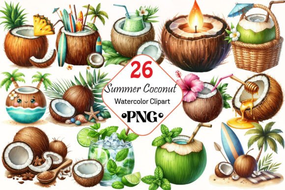 Download Summer Coconut Sublimation Clipart - Premium Resources