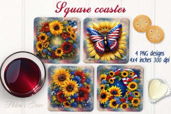 Download USA Sunflowers Square Coaster Designs - Coaster designs Collection