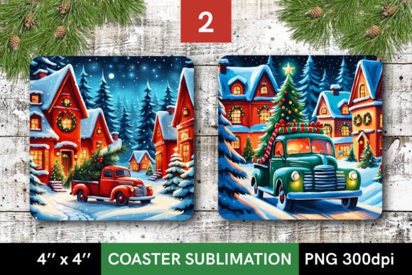 Download Christmas Truck - Square Coaster Designs - Coaster designs Collection