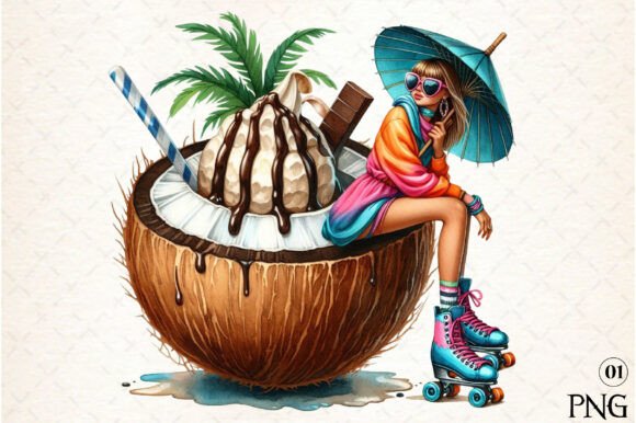 Download Watercolor Summer Coconut Sublimation - Premium Resources