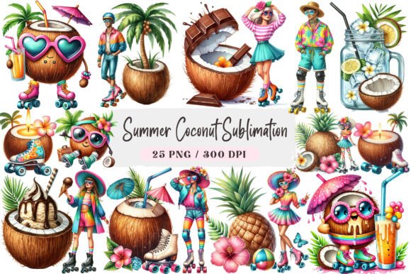 Download Watercolor Summer Coconut Sublimation - Coconut sublimation Collection